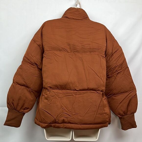 Zeagoo brown full zip baggy puffer jacket size medium NWT - Picture 8 of 15